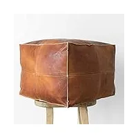 artouarzazate pouf carré marocain fait main – ottoman confortable et repose-pieds – couleur marron naturel (marron)